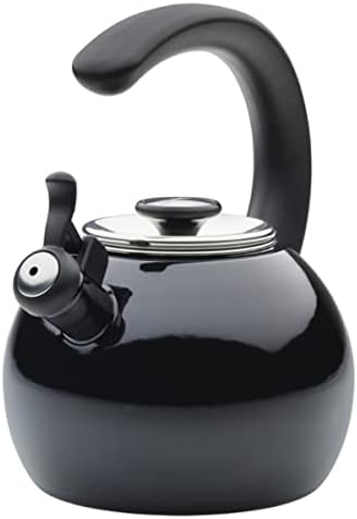 Circulon Enamel on Steel Whistling Induction Teakettle, Tea Kettle for Stovetop with Flip-Up Spout, 2-Quart, Black by Circulon