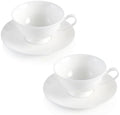 Fine Bone China Espresso Cups and Saucers Set of 2, 5 oz by COSTMANCE