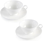 Fine Bone China Espresso Cups and Saucers Set of 2, 5 oz by COSTMANCE