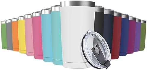 16 Pack 20oz Tumbler Vacuum Insulated Travel Mug with Lids, Stainless Steel Double Wall Bulk Cup for Home, Office, Outdoor Suitable for Vehicle Cup Holders （Assorted Colors by Deitybless