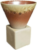 Ceramic Pedestal Coffee Cup, 7 Oz Flared Mug with Square Holder, 25 Colors (Amber Cream Drip) by Unknown