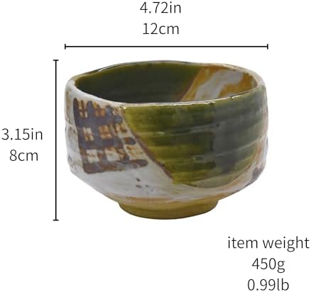 Handmade Ceramic Matcha Tea Bowl Authentic Japanese Tea Ceremony Pottery, Mino Ware Made in Japan, Oribe Shino Green - Image 2