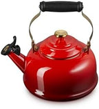Le Creuset Enamel On Steel Whistling Tea Kettle, 1.7 qt., Cerise/Gold - Image 3