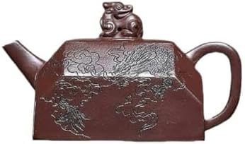 Tea Pots For Loose Tea Household Creative Purple Clay Carved Four-sided Auspicious Beast Teapot Tea Ceremony Tea Art Teapot Tea Infuser Pot by Unknown
