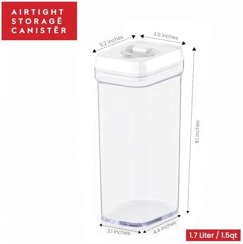 DWËLLZA KITCHEN Airtight Food Storage Containers with White Lids 1.7L - 4 Pc Air Tight Pantry Storage Containers Clear Kitchen Organization and Storage Set BPA-Free - Keeps your Food Fresh & Dry - Image 3