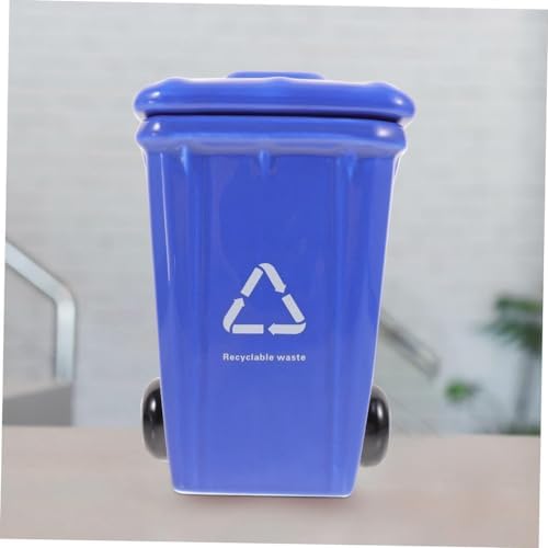 Trash Can Cup Espresso Glass Stoneware Coffee Mugs Beverage Mugs Drinking Funny Mug Funny Coffee Cup Funny Shot Glasses Porcelain Tea Cup Ceramic Office Concentrate Gift Cup-Blue||12.5X12.5X12.5CM - Image 2