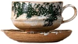 Premium Boutique Luxury Vintage Espresso Cups Set Coffee Mug Ceramic Tea Cup Comfy Handle (Wabi-Sabi Green High Foot Set) by Unknown