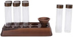 CHICIRIS Coffee Bean Storage Tubes, Clear Glass with Walnut Wooden Stand and Airtight Seal, 8pcs Dosing Containers for Home Bar Shop - Image 2