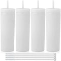 Volhoply 20oz Plastic Skinny Tumblers Bulk 4 Pack,Double Wall Tumbler with Lid and Straw,Reusable Travel Iced Coffee Mug,BPA Free Matte Acrylic Water Cups With Straw for Party,DIY Gifts(White,4 Set) by LiveFully%EF%BC%8CDrinkFreely%E2%80%94KeepGoingwithVolhoply%EF%BC%81