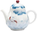 Tea Kettle 145ml Hand-Painted Fish Play Lotus Pond Teapot Pure Handmade White Porcelain Zen Pot Tea Maker Kettle Cha Accessories Ornaments Loose Leaf Tea Steeper Ceramic Tea Infuser by Unknown