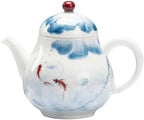 Tea Kettle 145ml Hand-Painted Fish Play Lotus Pond Teapot Pure Handmade White Porcelain Zen Pot Tea Maker Kettle Cha Accessories Ornaments Loose Leaf Tea Steeper Ceramic Tea Infuser by Unknown