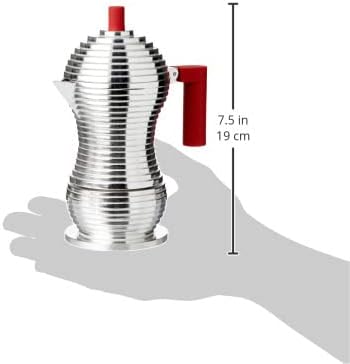 Alessi MDL02/1 R "Pulcina" Stove Top Espresso 1 Cup Coffee Maker in Aluminum Casting Handle And Knob in Pa, Red - Image 3