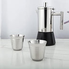 Easyworkz Stainless Steel Espresso Cup 2pcs Set Double Wall 2.5 oz, Bundled Espresso Steaming Pitcher Stainless Steel 15 oz Coffee Frothing Picther Milk Jug Cappuccino Latte Art Cup - Image 4