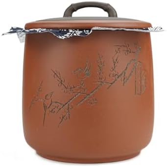 Yixing Clay Anti-Caking Storage Jar 8L, 15Lb Rice Canister with Lid by CHINACERAMICARTEXPOCENTER