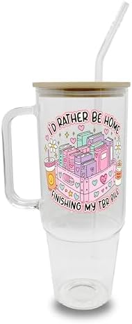 Sip-Sip Hooray! Rather Be Reading 40oz Glass Tumbler with Lid and Straw by Sip-SipHooray