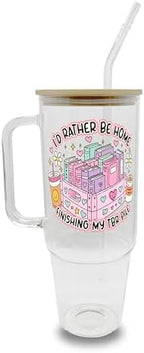 Sip-Sip Hooray! Rather Be Reading 40oz Glass Tumbler with Lid and Straw by Sip-SipHooray