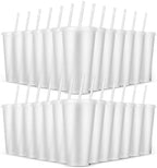 24 Pack Plastic Tumblers with Lids and Straw, Reusable Cups with Lids and Straws White Cups for Cold Drink Iced Coffee, Plastic Tumbler Bulk for Party Birthday Gifts (24 oz, White) by LEIFEOSH
