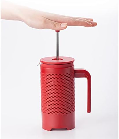 Coffee Maker Coffee Pot Espresso Mocha Machine 350ml French Press Large Capacity Glass Insulated Coffee Press Core Drink Tool for Barista,Red - Image 2