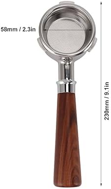 58mm Bottomless Portafilter,3 ears 58mm Portafilter Stainless Steel portafilters and Walnut wood Handle Espresso Machine Accessories (#4) - Image 2
