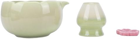 Ceramic Matcha Tea Set 500ml Petal Bowl with Spout (Green) by Aqur2020
