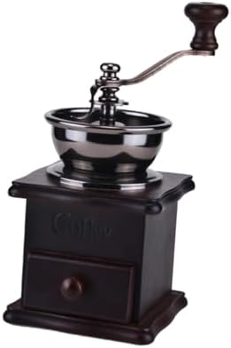 Vintage Style Manual Coffee Grinder Wooden Burr Mill Hand Coffee Beans Grinding Machine with Ceramic Burr for Home Use Dark Brown by CONGARTENO