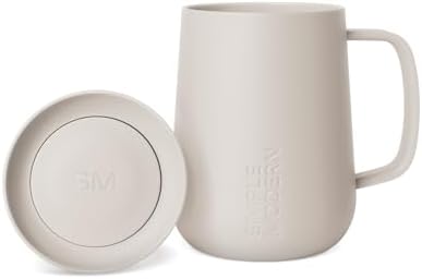 Simple Modern Voyager Signature Mug | Travel Coffee Tumbler with 360° Lid and Handle | Ceramic-Lined Insulated Stainless Steel Iced Cold Brew Cup | 12oz, Almond Birch by Unknown