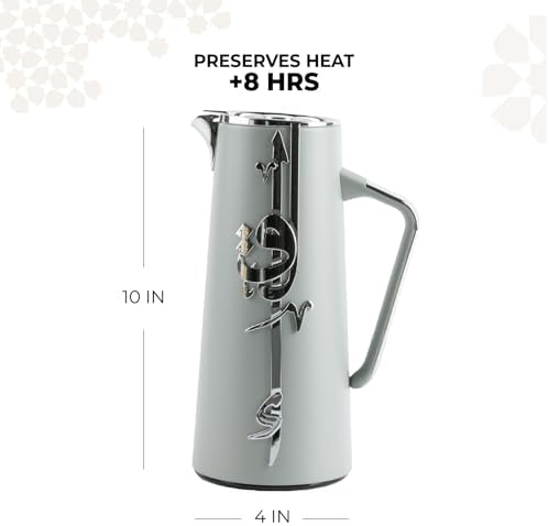 Insulated Carafe Flask 1L – For Coffee, Tea & Hot Beverages, Double Wall Stainless Steel Build, Spill Resistant Lid, Portable Serving Pitcher, Long Heat Hold, Gift Idea by Otantik (Grey & Silver) - Image 3
