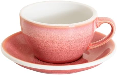 Loveramics Coffee Cup Ceramic, 8 oz Latte Art Cup with Saucer for Cappuccino, Tea, Espresso, Thick - walled stoneware Cappuccino mug Set for Cafe and Barista - Potters Colours (Berry, 8OZ) by LoveramicsUSA