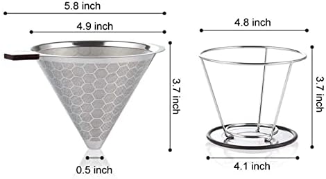 Coffee Filters Reusable Coffee Filter Durable Stainless Steel Holder Mesh Funnel Baskets Coffee Filter Pour Over Dripper Strainer Coffee Tool - Image 2