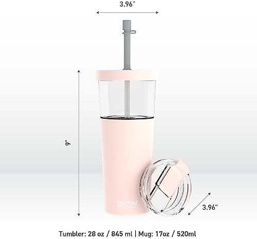 asobu ClearInsulation Straw Tumbler Marina a Tritan 28 oz Tumbler with 17 Oz Stainless Steel Insulated Sleeve for Hot Drinks, Flexi Straw Spill Proof Lid and a Flip Open Lid (Pink) - Image 6