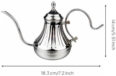 Easy to Clean Kettle | Food-Grade Stainless Steel, Gooseneck Coffee Kettle Fluted Body, for Home, Baristas, Silver, 450ML - Image 4