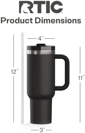 RTIC 40oz Road Trip Tumbler, Insulated, Ceramic Lined, Black - Image 4