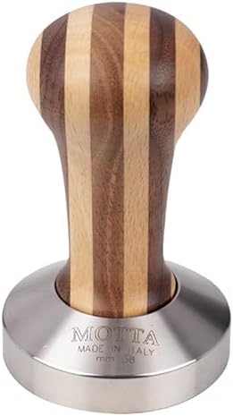 Metallurgica Motta Striped Wood Espresso Coffee Tamper With Flat 58 mm Stainless Steel Ba by MetallurgicaMottta