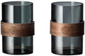 Glass Cups 11.8Oz Drinking Glasses with Walnut Ring Set of 2 Drinking Glasses(Gris) by Unknown