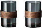 Glass Cups 11.8Oz Drinking Glasses with Walnut Ring Set of 2 Drinking Glasses(Gris) by Unknown
