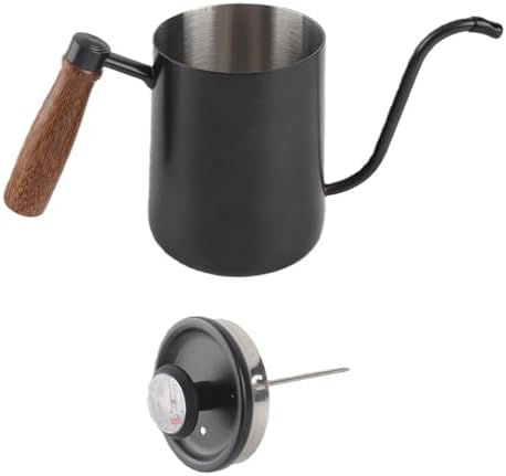 GOWENIC 600ML Pour Over Coffee Kettle with Thermometer (Black) - Image 3