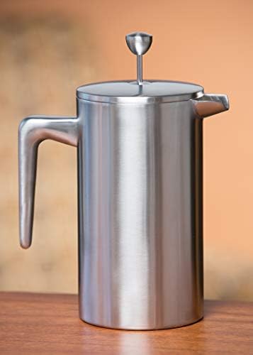 Service Ideas Double Wall Coffee French Press, 33.8oz, Stainless Steel - Image 4