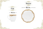 Porcelain Tea Set - White with Gold Floral Edge Design, 12 Piece Set - Image 2