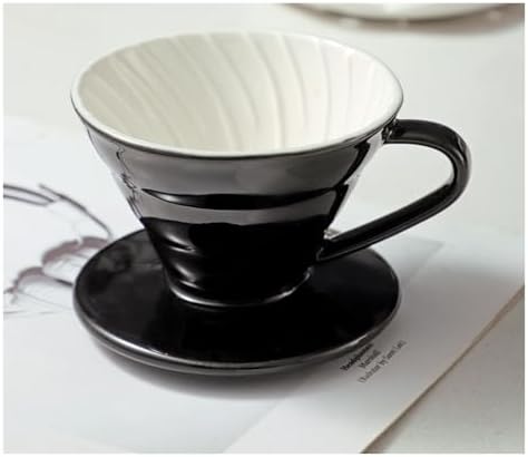 Ceramic Coffee Filter Cup Reusable Filters V Style Maker Conical Hand Flush Single Drip Barista Tool(Black) - Image 2
