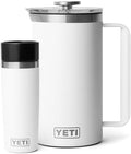 YETI Rambler 34 oz. French Press Coffee Maker, (1) 16 oz Travel Bottle, Stainless Steel, White by Unknown