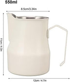 Metal Milk Frother Cup with Scale, 304 Stainless Steel Milk Frothing Pitcher, Latte Cup for Home Office Cafe Hotel (Matte White 550ml) - Image 2