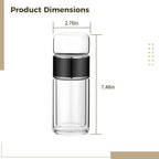 Tea Infuser Bottle, Double Wall Glass Travel Mug, Heat Resistant Tea Tumbler, Loose Leaf Tea Strainer Cup, Glass Water Tea Tumbler for Homes, Offices, Schools, Black, 11.8 oz - Image 2