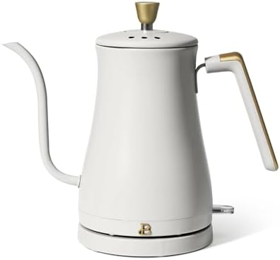 1 Liter Electric Gooseneck Kettle with Precision Pour Spout, Auto Shut Off, Cordless Design, 1200W (White Icing) by Unknown