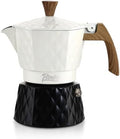 Bincoo 120ML Stovetop Espresso Maker Double Valve Moka Pot with Thermostat Extractor Prevent over-extraction,Italian Espresso Moka Pot with Powder Dispenser and Filter Paper for Home (White/Black) by Bincoo