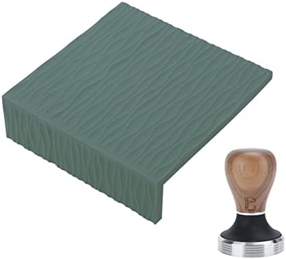 Coffee Tamper and Mat Silicone Durable Kitchen Set for Home Brewing Experience 58mm Walnut Stainless Steel 2 Pieces (Green) - Image 2