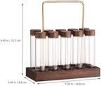 Glass Coffee Bean Storage Tube Display with Wooden Stand and Threaded Lid - Image 2