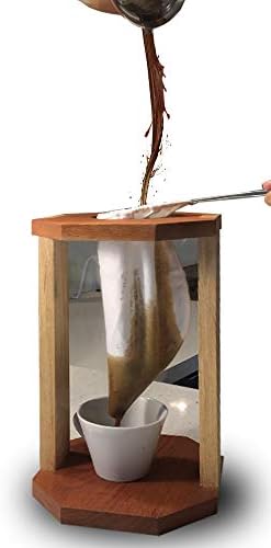 Generic Hand Made Puertorrican Wood Pour Over Coffee Maker (Greca) with Cloth filter (media) and Ceramic Cup set, 12 x 7 x 7, Natural Wood - Image 7