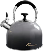 2.5 Qt Whistling Tea Kettle for Stovetop, Black by TinlonEnamel