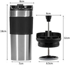 Portable Coffee Maker French Press Insulated Mug With Double Walled Insulated Vacuum Coffee Tea Mug For Travel Outdoor(Army Green) - Image 6