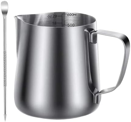 350ml/600ml (12oz/20oz) Stainless Steel Milk Frothing Pitcher Steaming Pitchers Coffee Latte Art Jug Cup with Pen(600ml (20 oz)) by Unknown